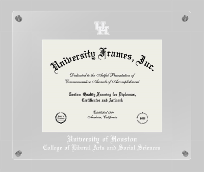 University of Houston College of Liberal Arts and Social Sciences Lucent Clear-over-Clear Frame in Lucent Clear Moulding with Lucent Clear Mat for document: 8 1/2"h x 11"w  