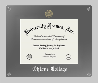 Ohlone College Lucent Clear-over-Smoke Frame in Lucent Smoke Moulding with Lucent Smoke Mat for document: 8 1/2"h x 11"w  