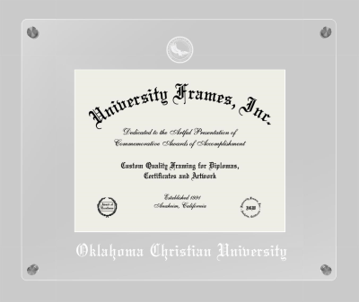 Oklahoma Christian University Lucent Clear-over-Clear Frame in Lucent Clear Moulding with Lucent Clear Mat for document: 8 1/2"h x 11"w  