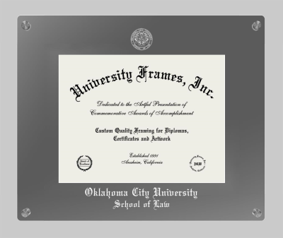 Oklahoma City University School of Law Lucent Clear-over-Smoke Frame in Lucent Smoke Moulding with Lucent Smoke Mat for document: 8 1/2"h x 11"w  