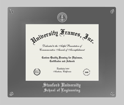 Stanford University School of Engineering Lucent Clear-over-Smoke Frame in Lucent Smoke Moulding with Lucent Smoke Mat for document: 8 1/2"h x 11"w  