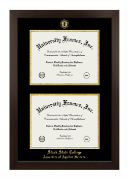 Stark State College Associate of Applied Science Double Degree (Stacked) Frame in Manhattan Espresso with Black & Gold Mats for document: 8 1/2"h x 11"w  , document: 8 1/2"h x 11"w  