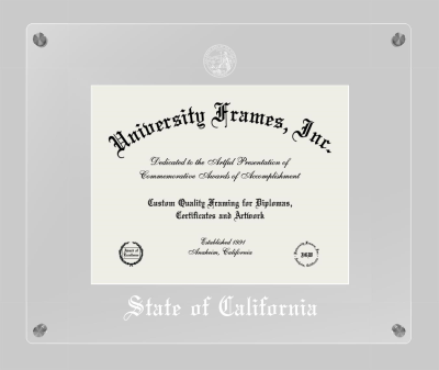 State of California Lucent Clear-over-Clear Frame in Lucent Clear Moulding with Lucent Clear Mat for DOCUMENT: 8 1/2"H X 11"W  