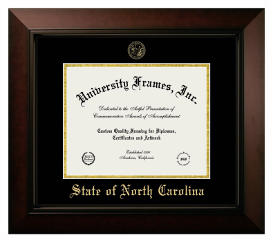 State of North Carolina Diploma Frame in Legacy Black Cherry with Black & Gold Mats for document: 8 1/2"h x 11"w  