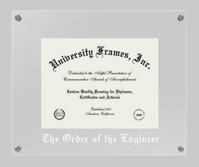 Order of the Engineer Lucent Clear-over-Clear Frame in Lucent Clear Moulding with Lucent Clear Mat for document: 8 1/2"h x 11"w  