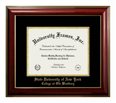 State University of New York College at Old Westbury Diploma Frame in Classic Mahogany with Gold Trim with Black & Gold Mats for DOCUMENT: 8 1/2"H X 11"W  