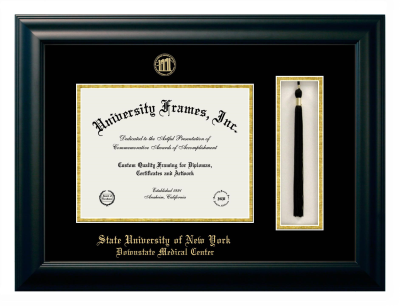 State University of New York Downstate Medical Center Diploma with Tassel Box Frame in Satin Black with Black & Gold Mats for DOCUMENT: 8 1/2"H X 11"W  