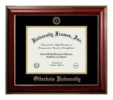 Otterbein University Diploma Frame in Classic Mahogany with Gold Trim with Black & Gold Mats for document: 8 1/2"h x 11"w  