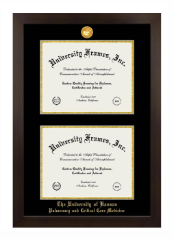 University of Kansas Pulmonary and Critical Care Medicine Double Degree (Stacked) Frame in Manhattan Espresso with Black & Gold Mats for document: 8 1/2"h x 11"w  , document: 8 1/2"h x 11"w  