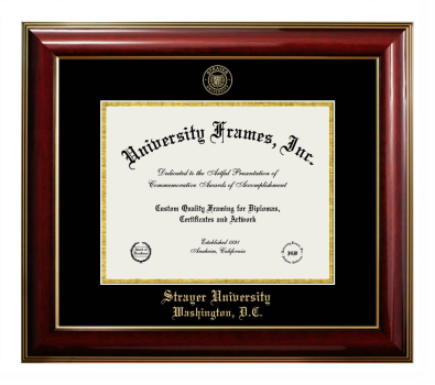 Strayer University-Washington D.C. Diploma Frame in Classic Mahogany with Gold Trim with Black & Gold Mats for DOCUMENT: 8 1/2"H X 11"W  