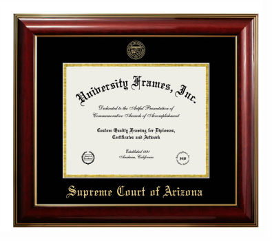 Supreme Court of Arizona Diploma Frame in Classic Mahogany with Gold Trim with Black & Gold Mats for DOCUMENT: 8 1/2"H X 11"W  