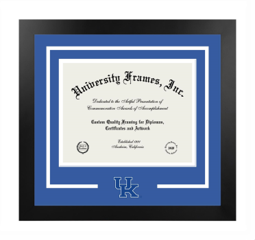 University of Kentucky College of Health Sciences Logo Mat Frame in Manhattan Black with Royal Blue & White Mats for document: 8 1/2"h x 11"w  