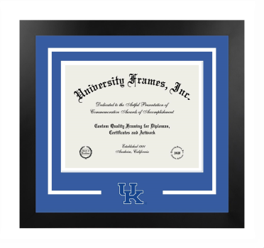 University of Kentucky College of Health Sciences Logo Mat Frame in Manhattan Black with Royal Blue & White Mats for DOCUMENT: 8 1/2"H X 11"W  