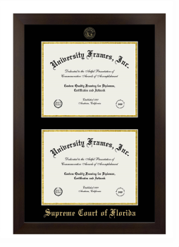 Supreme Court of Florida Double Degree (Stacked) Frame in Manhattan Espresso with Black & Gold Mats for document: 8 1/2"h x 11"w  , document: 8 1/2"h x 11"w  