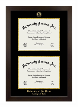University of La Verne College of Law Double Degree (Stacked) Frame in Manhattan Espresso with Black & Gold Mats for document: 8 1/2"h x 11"w  , document: 8 1/2"h x 11"w  