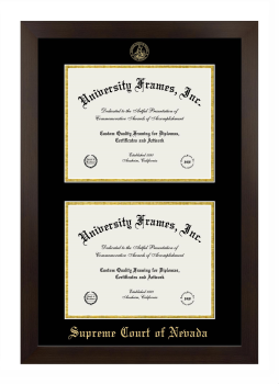 Supreme Court of Nevada Double Degree (Stacked) Frame in Manhattan Espresso with Black & Gold Mats for document: 8 1/2"h x 11"w  , document: 8 1/2"h x 11"w  