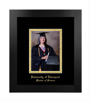 University of Liverpool Master of Science 5 x 7 Portrait Frame in Manhattan Black with Black & Gold Mats