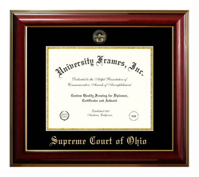 Supreme Court of Ohio Diploma Frame in Classic Mahogany with Gold Trim with Black & Gold Mats for document: 8 1/2"h x 11"w  