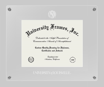 University of Louisville Lucent Clear-over-Clear Frame in Lucent Clear Moulding with Lucent Clear Mat for DOCUMENT: 8 1/2"H X 11"W  