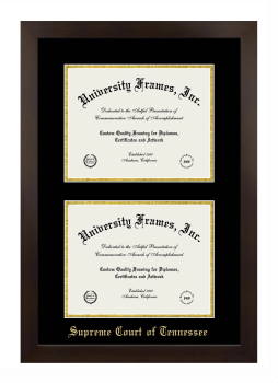 Supreme Court of Tennessee Double Degree (Stacked) Frame in Manhattan Espresso with Black & Gold Mats for document: 8 1/2"h x 11"w  , document: 8 1/2"h x 11"w  