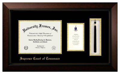 Supreme Court of Tennessee Diploma with Announcement & Tassel Box Frame in Legacy Black Cherry with Black & Gold Mats for document: 8 1/2"h x 11"w  , diploma: 7"h x 4"w  