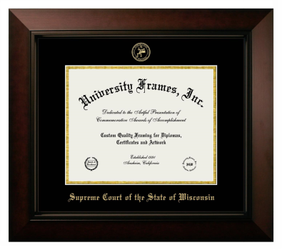 Supreme Court of the State of Wisconsin Diploma Frame in Legacy Black Cherry with Black & Gold Mats for DOCUMENT: 8 1/2"H X 11"W  