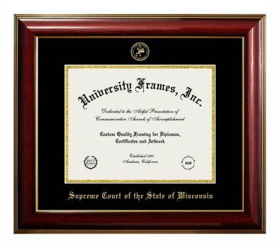 Supreme Court of the State of Wisconsin Diploma Frame in Classic Mahogany with Gold Trim with Black & Gold Mats for DOCUMENT: 8 1/2"H X 11"W  
