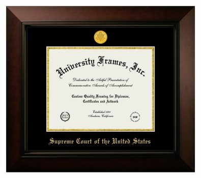 Supreme Court of the United States Diploma Frame in Legacy Black Cherry with Black & Gold Mats for DOCUMENT: 8 1/2"H X 11"W  