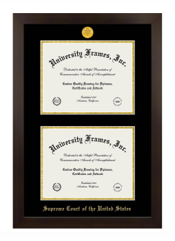 Supreme Court of the United States Double Degree (Stacked) Frame in Manhattan Espresso with Black & Gold Mats for document: 8 1/2"h x 11"w  , document: 8 1/2"h x 11"w  
