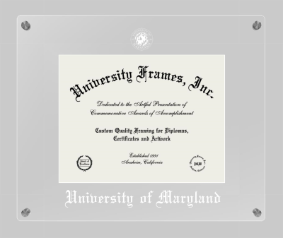 University of Maryland Lucent Clear-over-Clear Frame in Lucent Clear Moulding with Lucent Clear Mat for DOCUMENT: 8 1/2"H X 11"W  