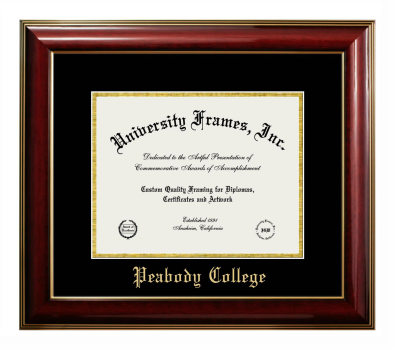 Peabody College Diploma Frame in Classic Mahogany with Gold Trim with Black & Gold Mats for DOCUMENT: 8 1/2"H X 11"W  