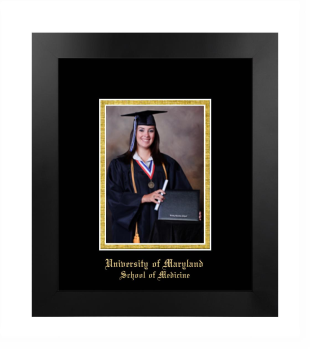 University of Maryland School of Medicine 5 x 7 Portrait Frame in Manhattan Black with Black & Gold Mats