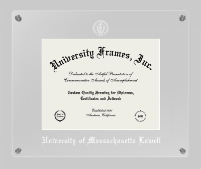 University of Massachusetts Lowell Lucent Clear-over-Clear Frame in Lucent Clear Moulding with Lucent Clear Mat for DOCUMENT: 8 1/2"H X 11"W  