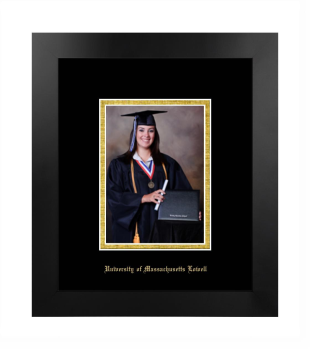 University of Massachusetts Lowell 5 x 7 Portrait Frame in Manhattan Black with Black & Gold Mats