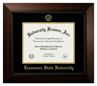 Tennessee State University Diploma Frame in Legacy Black Cherry with Black & Gold Mats for DOCUMENT: 8 1/2"H X 11"W  