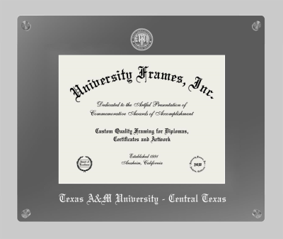 Texas A&M University - Central Texas Lucent Clear-over-Smoke Frame in Lucent Smoke Moulding with Lucent Smoke Mat for DOCUMENT: 8 1/2"H X 11"W  
