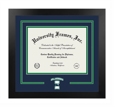 Logo Mat Frame in Manhattan Black with Navy Blue & Kelly Green Mats for DOCUMENT: 8 1/2"H X 11"W  