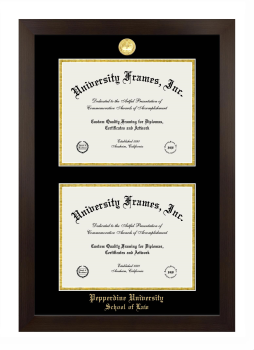 Pepperdine University School of Law Double Degree (Stacked) Frame in Manhattan Espresso with Black & Gold Mats for document: 8 1/2"h x 11"w  , document: 8 1/2"h x 11"w  
