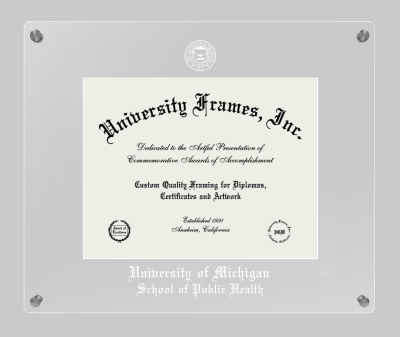 University of Michigan School of Public Health Lucent Clear-over-Clear Frame in Lucent Clear Moulding with Lucent Clear Mat for document: 8 1/2"h x 11"w  