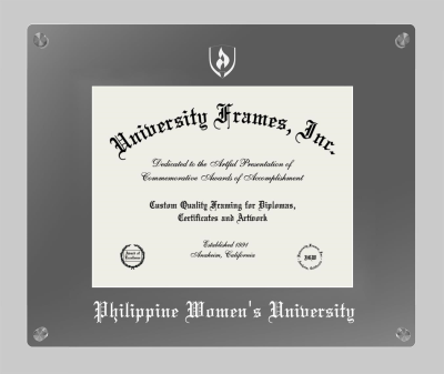 Philippine Women' University Lucent Clear-over-Smoke Frame in Lucent Smoke Moulding with Lucent Smoke Mat for DOCUMENT: 8 1/2"H X 11"W  