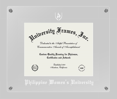 Philippine Women' University Lucent Clear-over-Clear Frame in Lucent Clear Moulding with Lucent Clear Mat for DOCUMENT: 8 1/2"H X 11"W  