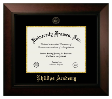 Phillips Academy Diploma Frame in Legacy Black Cherry with Black & Gold Mats for document: 8 1/2"h x 11"w  