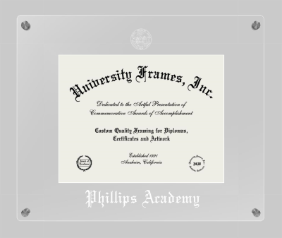 Phillips Academy Lucent Clear-over-Clear Frame in Lucent Clear Moulding with Lucent Clear Mat for document: 8 1/2"h x 11"w  