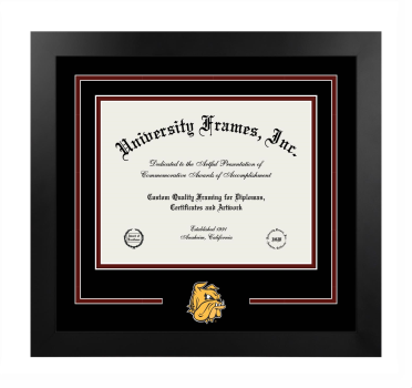 University of Minnesota Duluth Labovitz School of Business and Economics Logo Mat Frame in Manhattan Black with Black & Maroon Mats for document: 8 1/2"h x 11"w  
