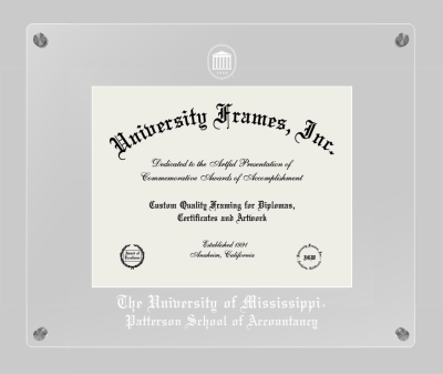 University of Mississippi Patterson School of Accountancy Lucent Clear-over-Clear Frame in Lucent Clear Moulding with Lucent Clear Mat for document: 8 1/2"h x 11"w  