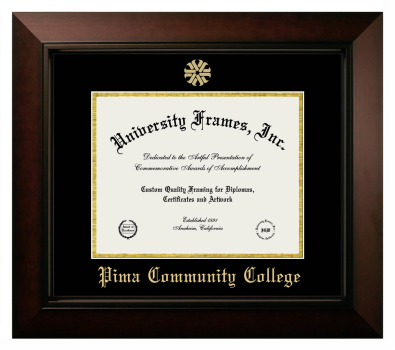 Pima Community College Diploma Frame in Legacy Black Cherry with Black & Gold Mats for document: 8 1/2"h x 11"w  