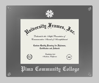 Pima Community College Lucent Clear-over-Smoke Frame in Lucent Smoke Moulding with Lucent Smoke Mat for document: 8 1/2"h x 11"w  