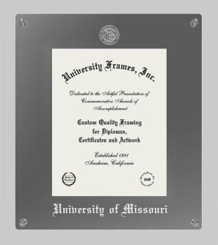University of Missouri Lucent Clear-over-Smoke Frame in Lucent Smoke Moulding with Lucent Smoke Mat for  11"H X 8 1/2"W  