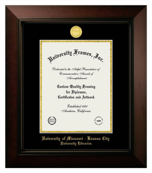 Diploma Frame in Legacy Black Cherry with Black & Gold Mats for DOCUMENT: 11"H X 8 1/2"W  
