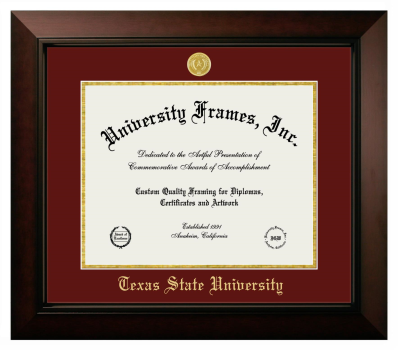 Diploma Frame in Legacy Black Cherry with Maroon & Gold Mats for DOCUMENT: 11"H X 14"W  